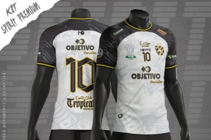 Camiseta Futebol Masculina Tropical Super Copa Pioneer 2026 Branca e Preta